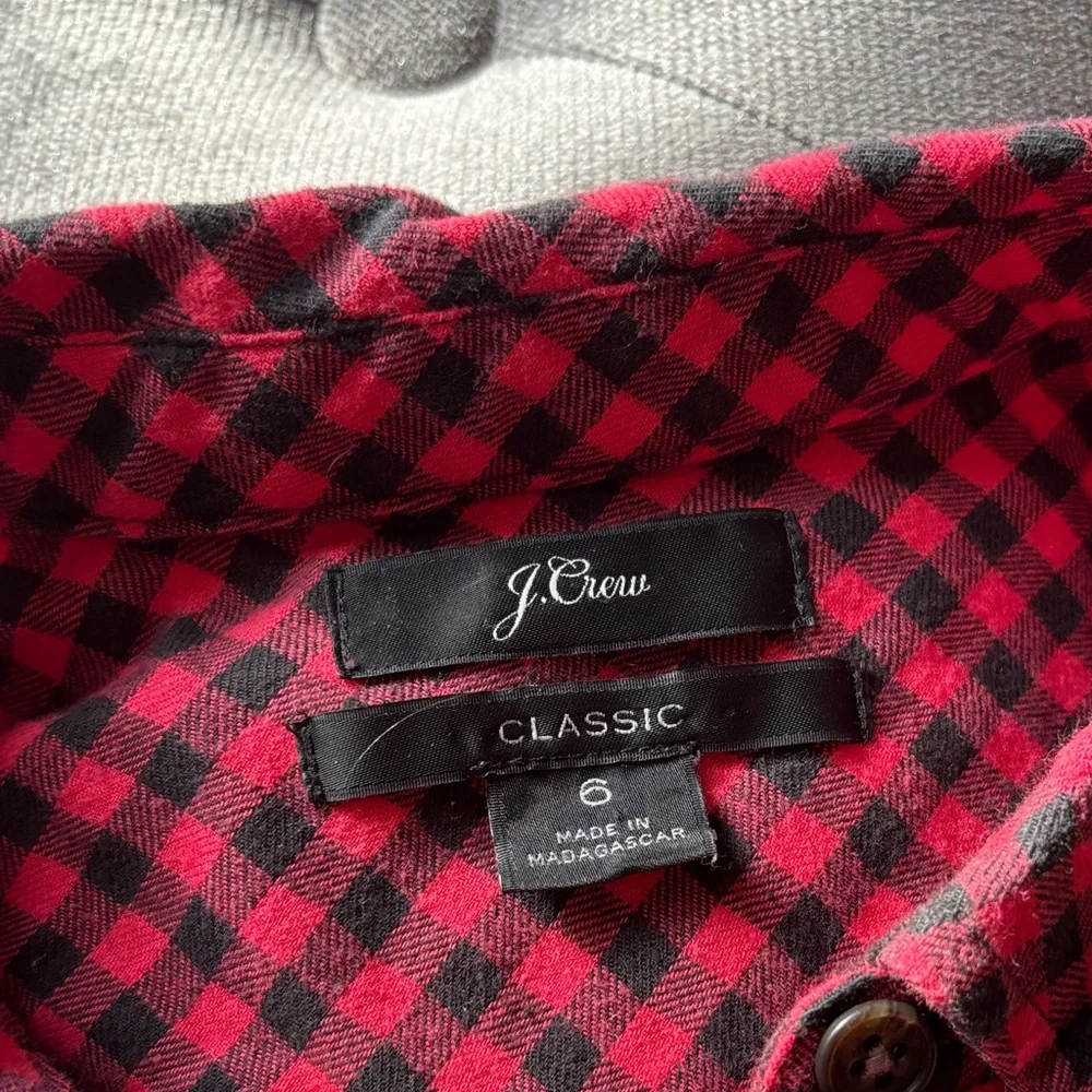 J. Crew Red and Black Checkered Button-Down Shirt - Picture 2 of 10